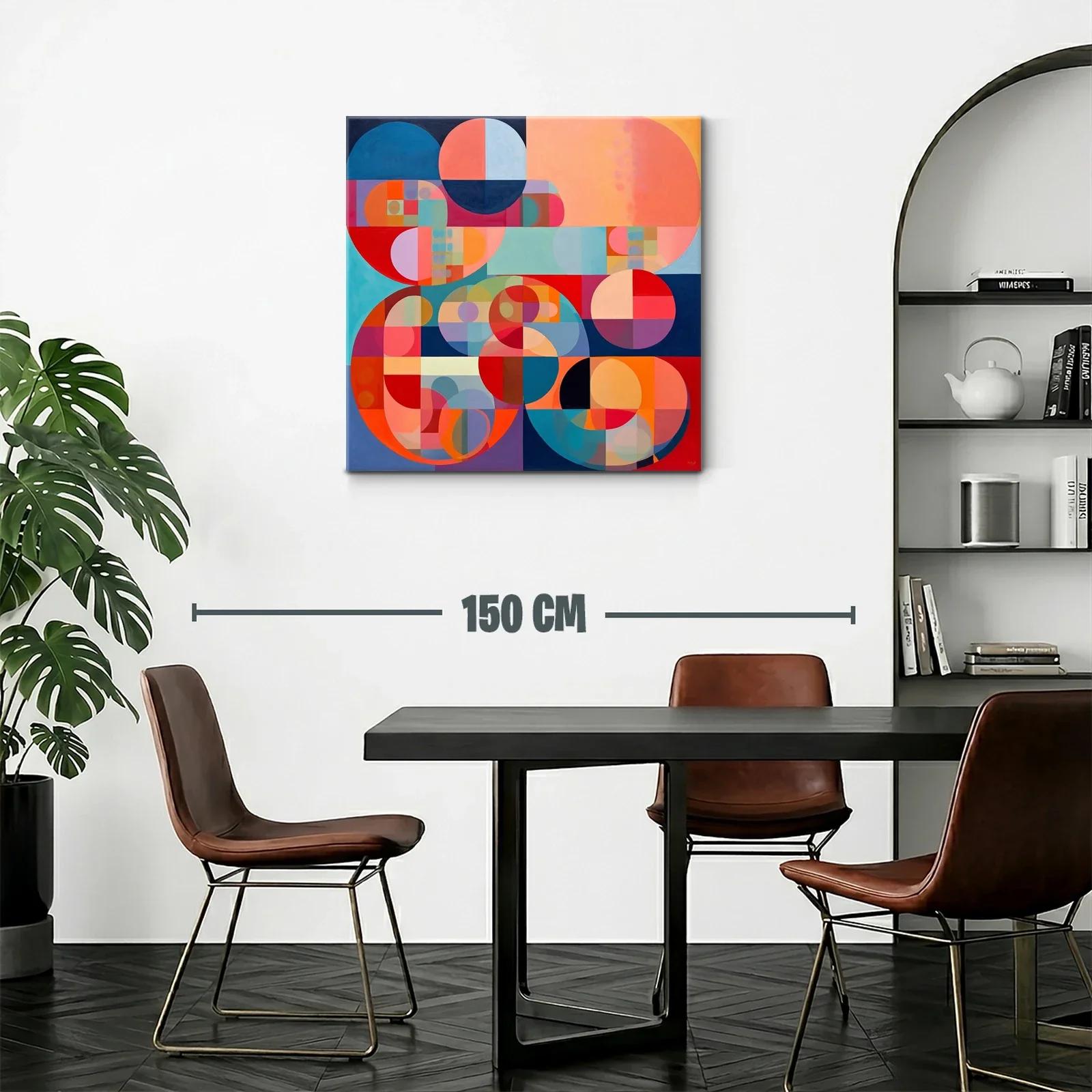 Cuadro abstracto con formas circulares y paleta vibrante — miniatura 2
