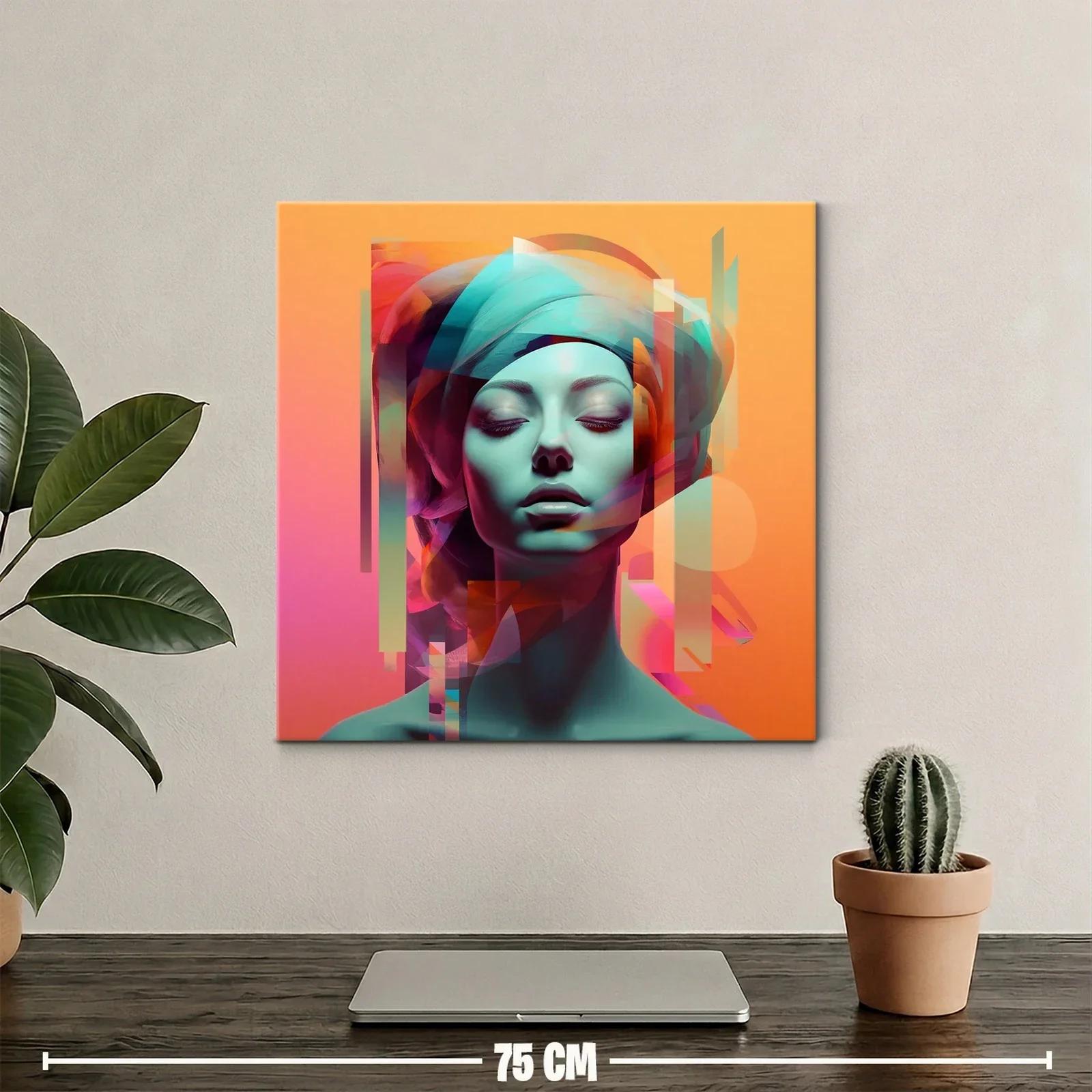 Retrato femenino con formas abstractas en tonos vibrantes — miniatura 2
