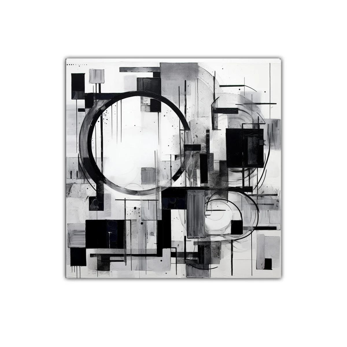 Composición abstracta en blanco y negro con formas geométricas