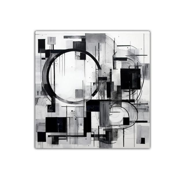 Composición abstracta en blanco y negro con formas geométricas
