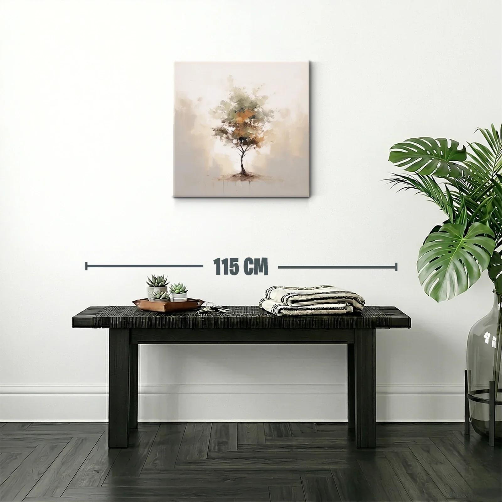 Cuadro abstracto de árbol con tonos neutros y tierra — miniatura 2