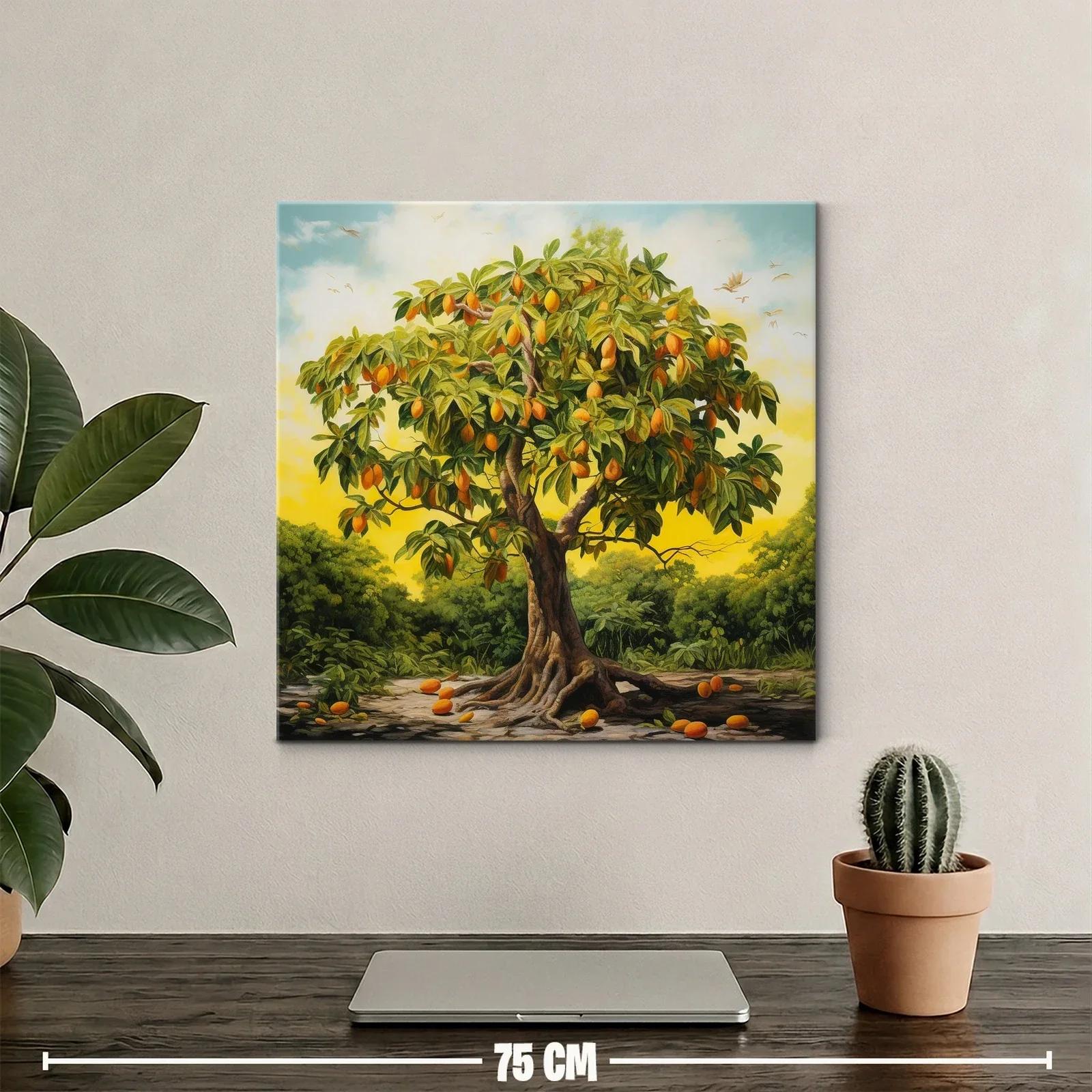 Cuadro árbol frutal en paisaje al atardecer vibrante — miniatura 2
