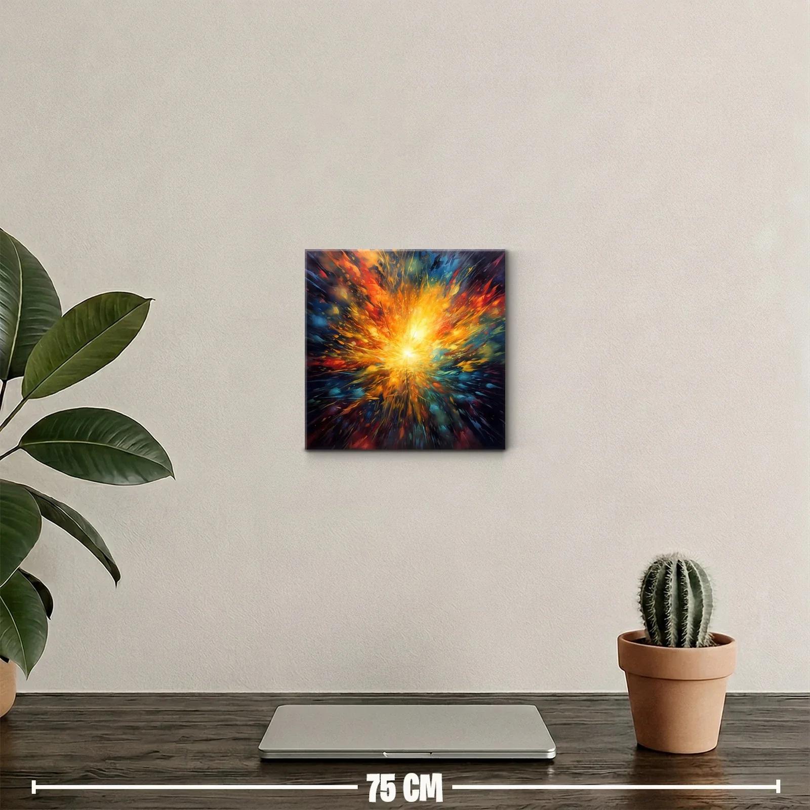 Cuadro abstracto con explosión de colores vibrantes — miniatura 2