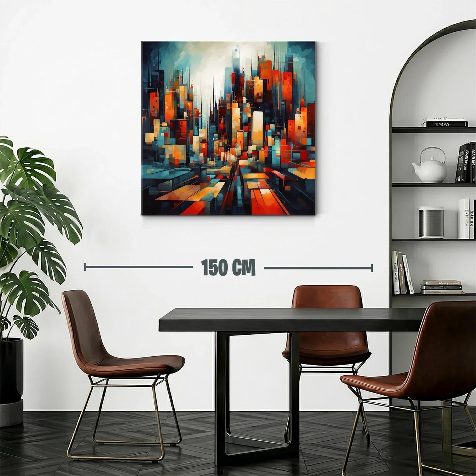Ciudad vibrante en tonos cálidos y fríos contrastantes — miniatura 2