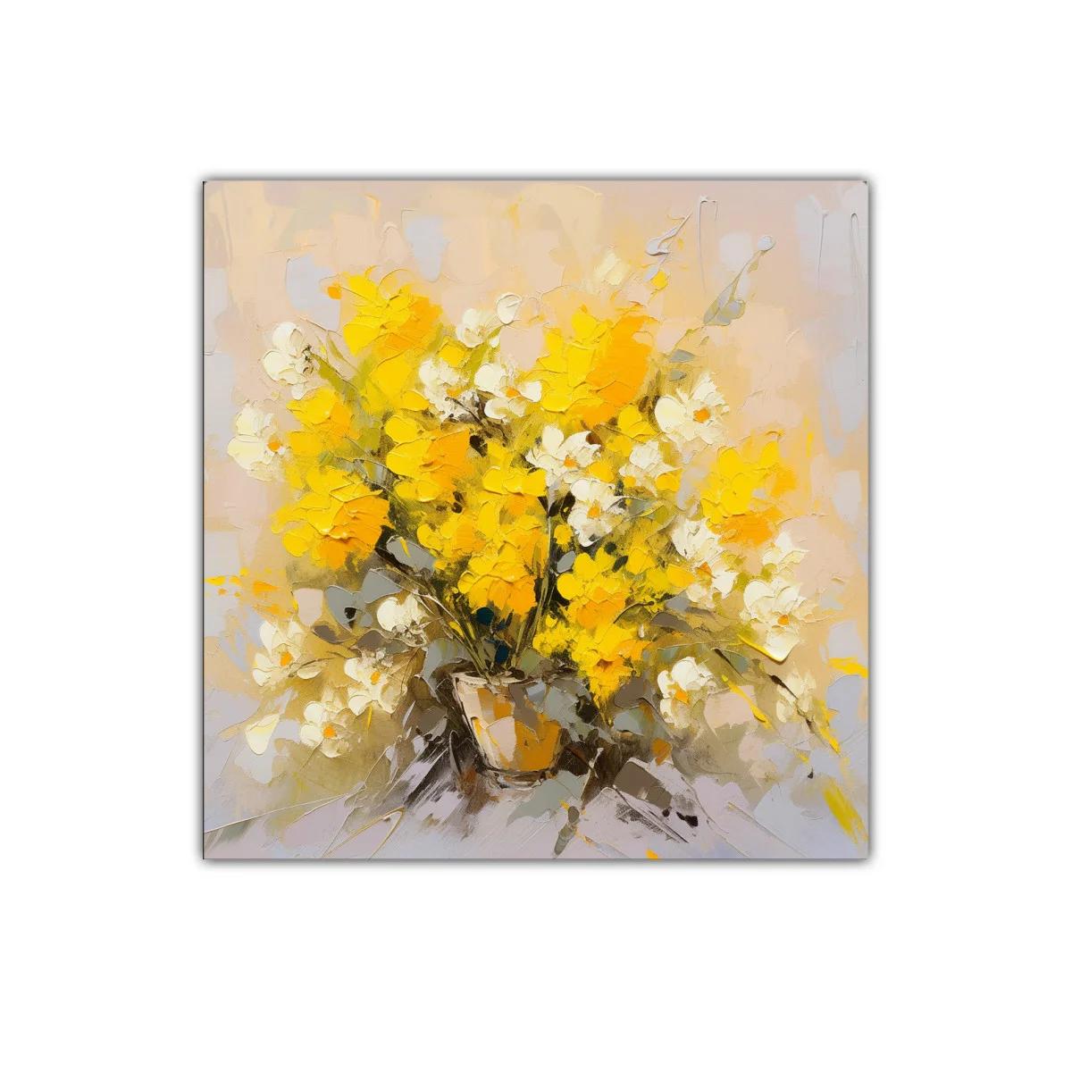 Cuadro decorativo ramo de flores amarillas y blancas vibrantes — imagen principal