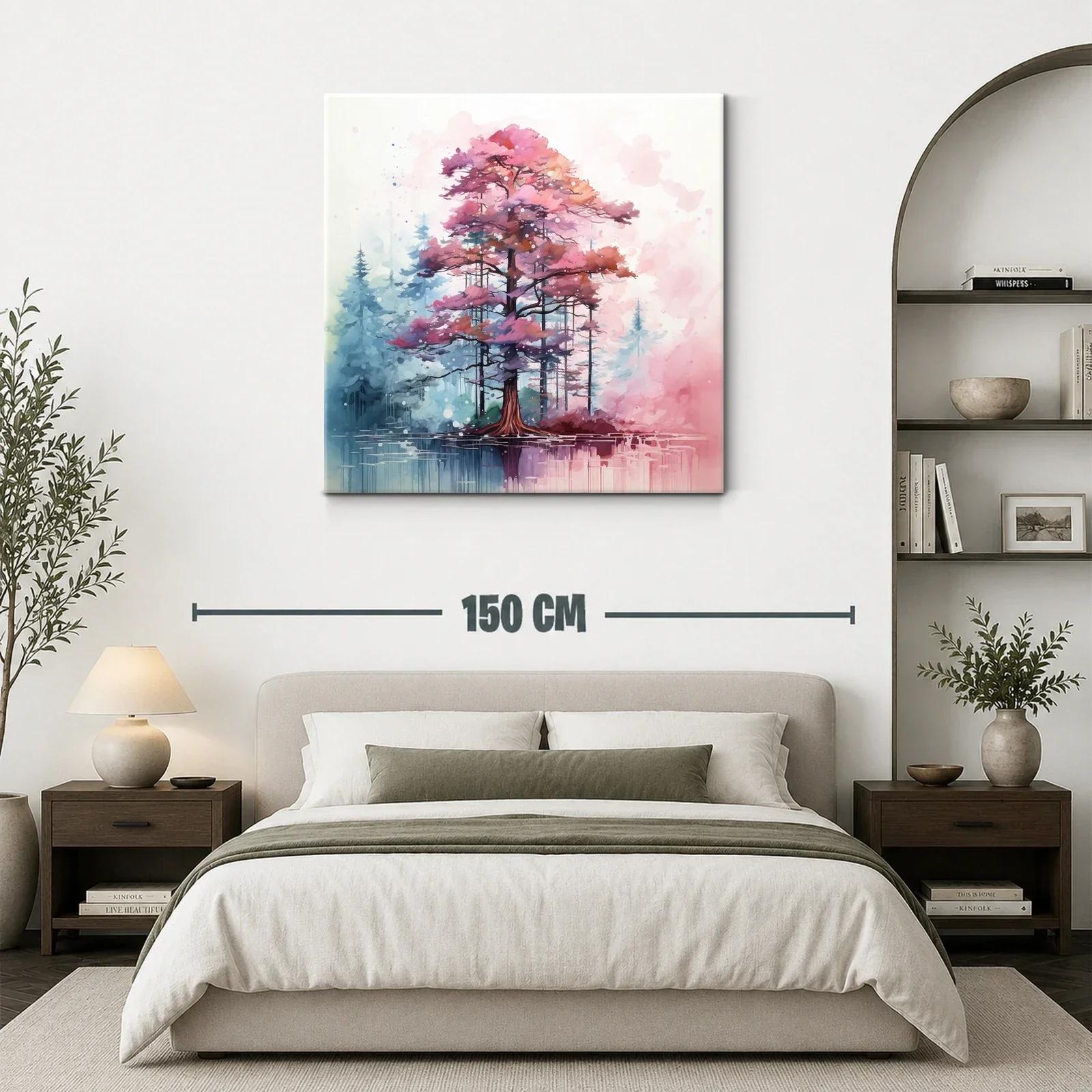 Árbol en tonos rosas y azules con reflejo en agua — miniatura 3