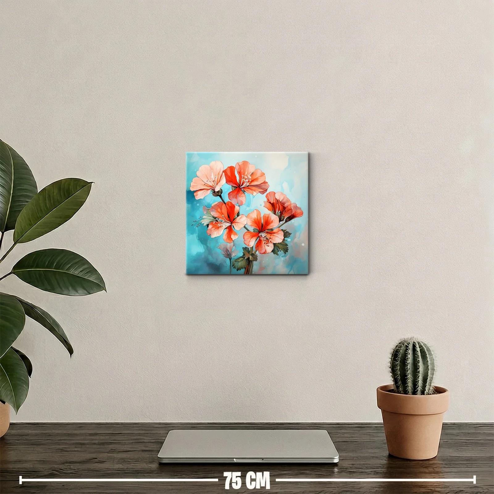 Floral vibrante con tonos coral y azul celeste — miniatura 2