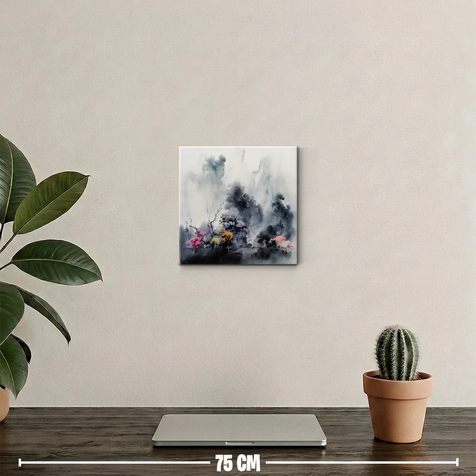 Paisaje Abstracto con Flores y Nubes en Tonos Suaves — miniatura 2
