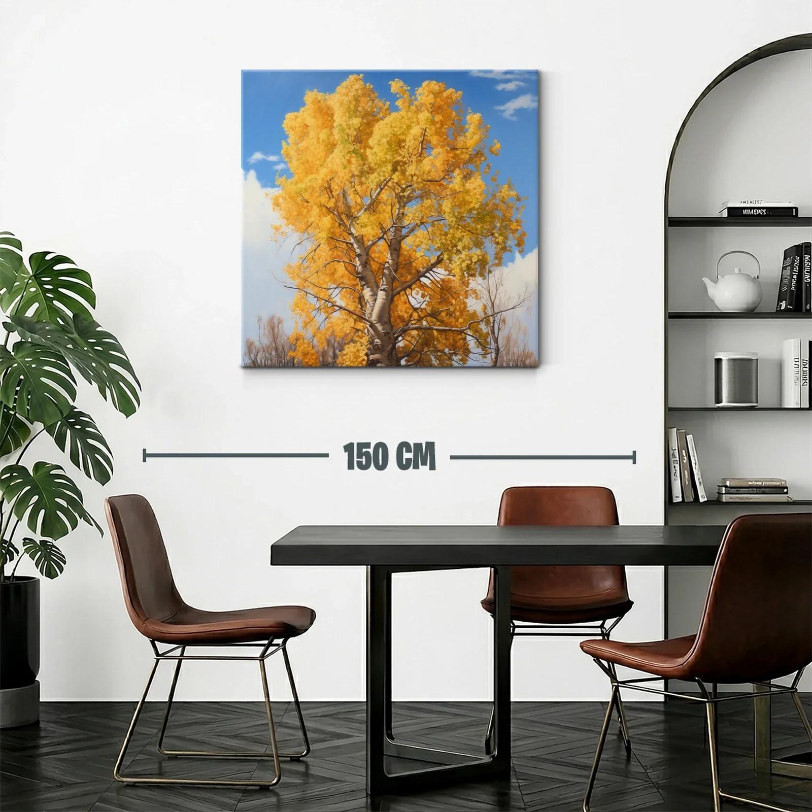 Arbol otoñal con follaje dorado y cielo azul — miniatura 2