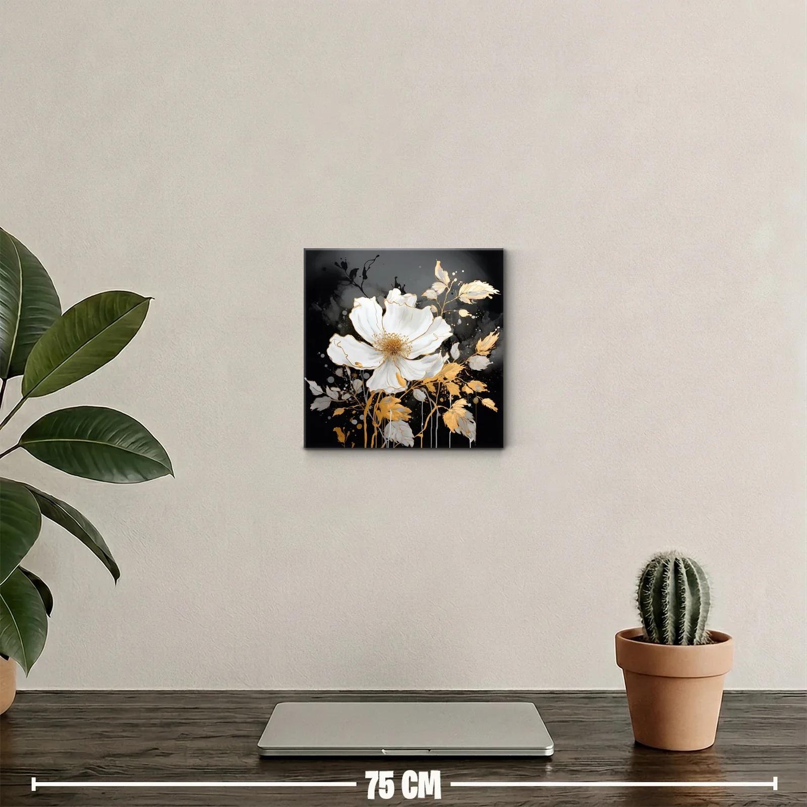 Elegancia floral en tonos blancos y dorados sobre fondo oscuro — miniatura 2