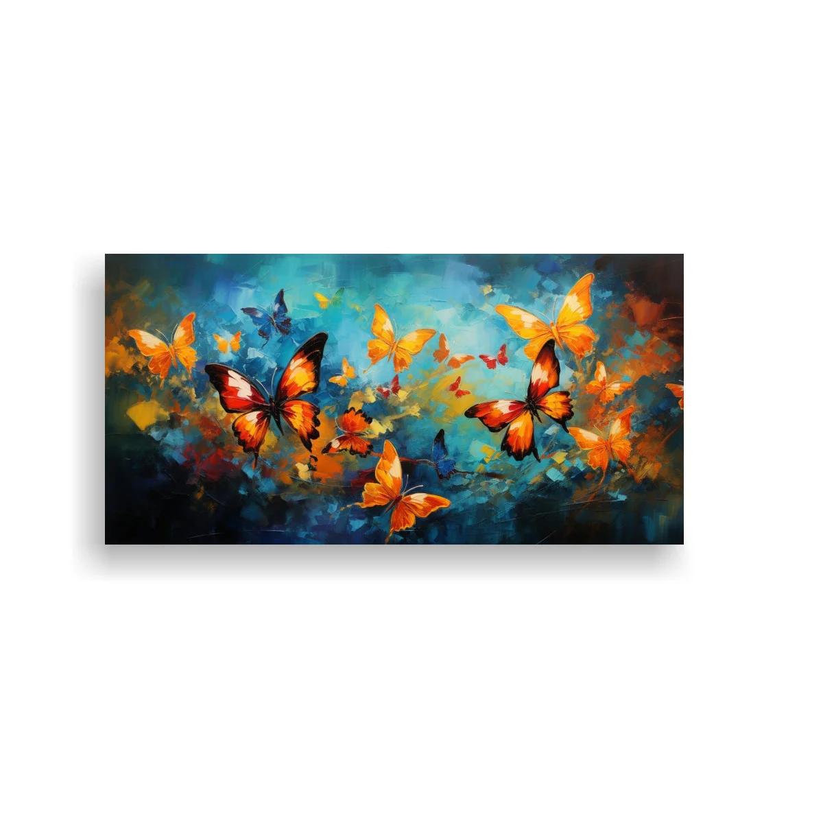Cuadro mariposas naranjas en vuelo etéreo — imagen principal