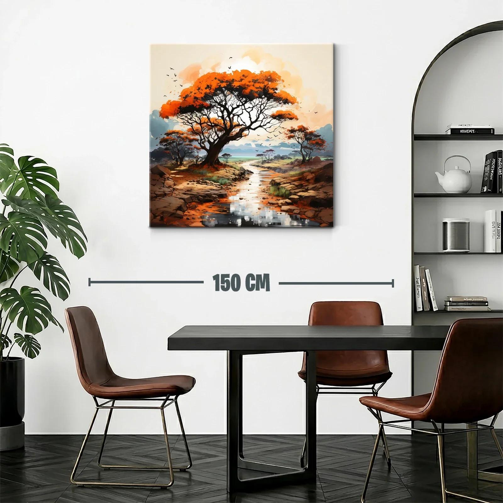 Paisaje sereno con árboles y río en tonos cálidos y naturales — miniatura 2