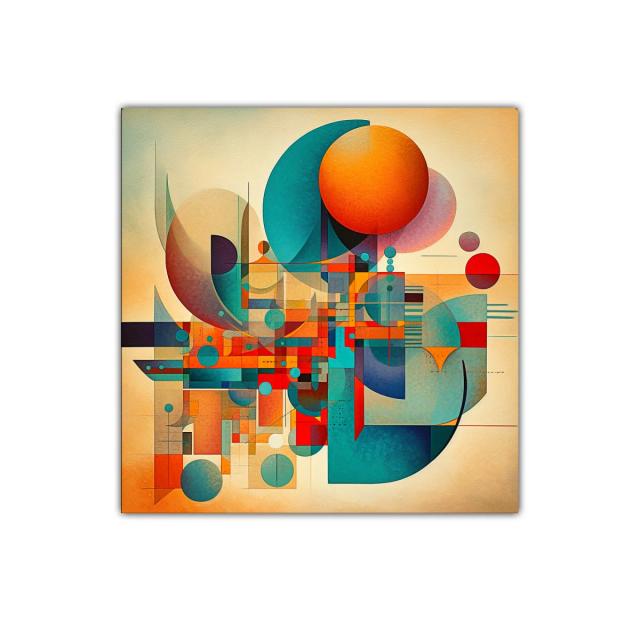 Composición abstracta vibrante con formas geométricas coloridas