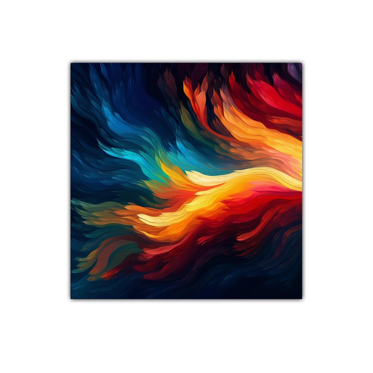Cuadro abstracto con llamas en tonos vibrantes y dinámicos — miniatura 1