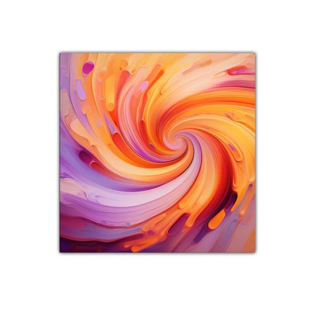 Cuadro decorativo espiral vibrante en tonos cálidos y lilas