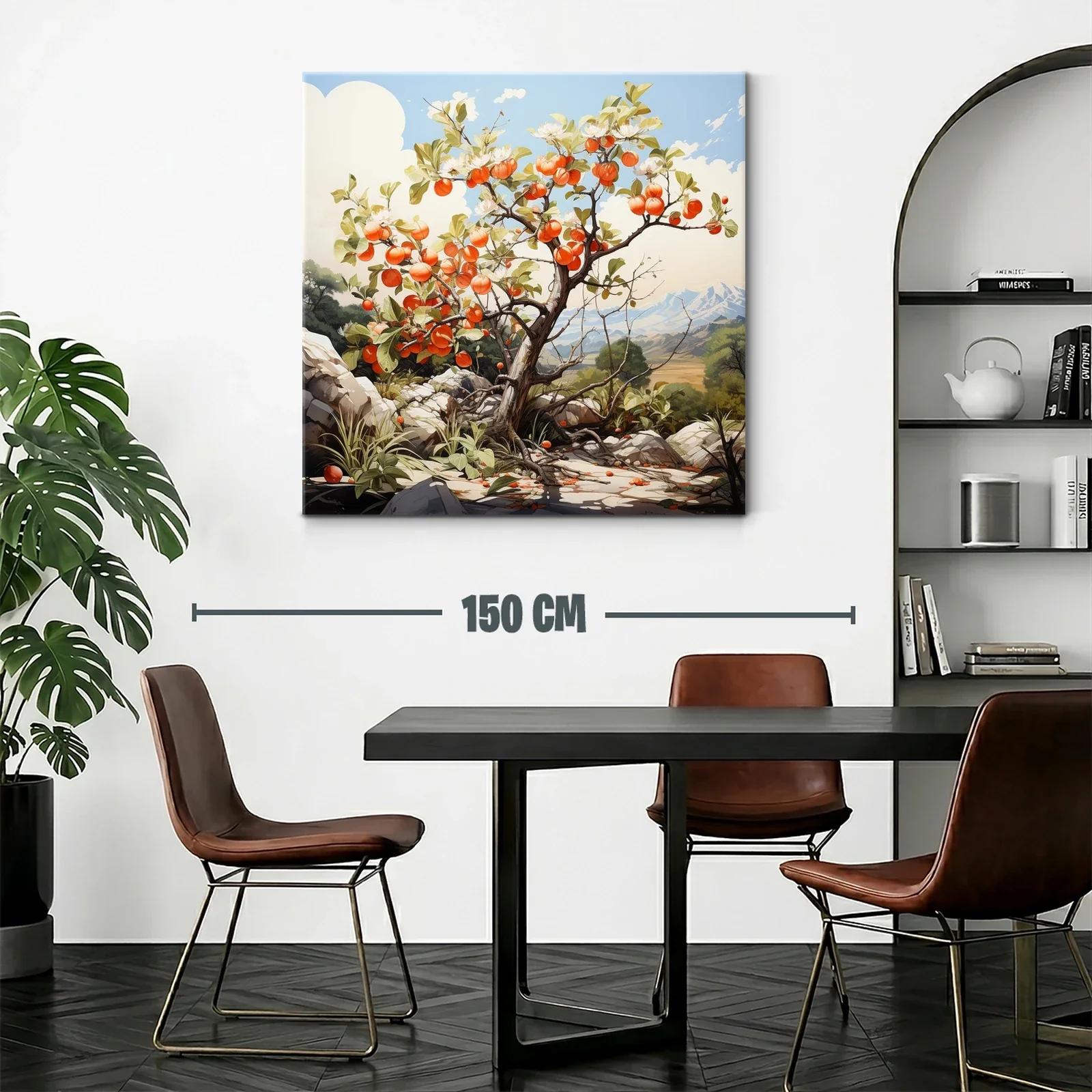 Árbol frutal en paisaje natural con tonos cálidos y cielo azul — miniatura 2