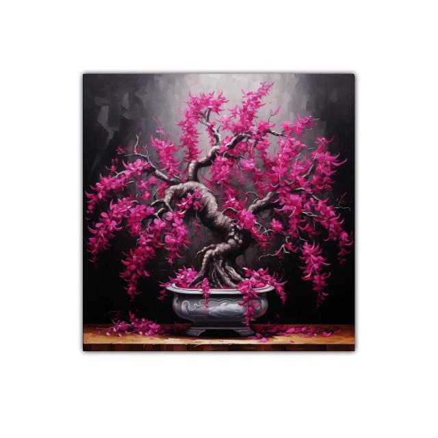 Armonía floral en bonsái con vibrantes tonos fucsia
