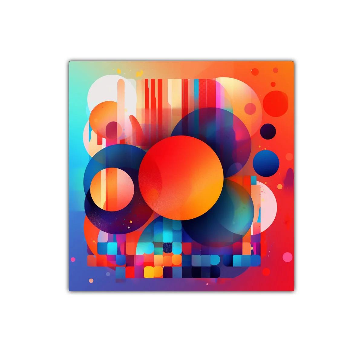 Composición Abstracta de Círculos Vibrantes y Formas Geométricas