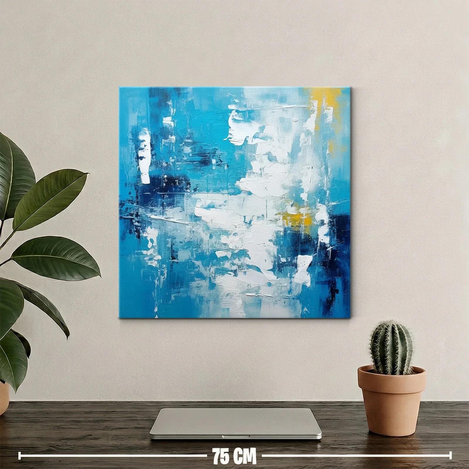Cuadro abstracto con tonos azules y blancos vibrantes — miniatura 2