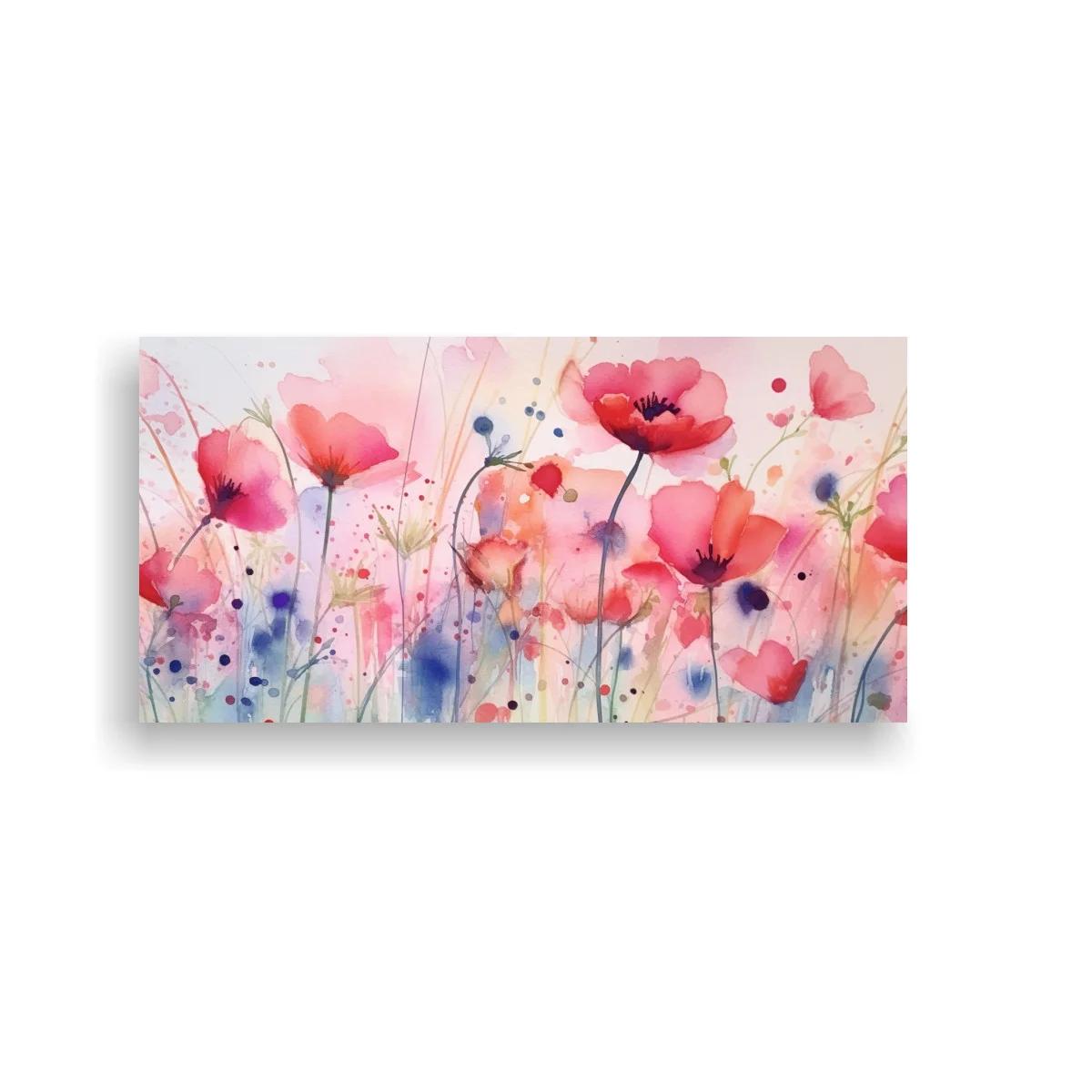 Cuadro amapolas rosadas con salpicaduras de pintura — imagen principal