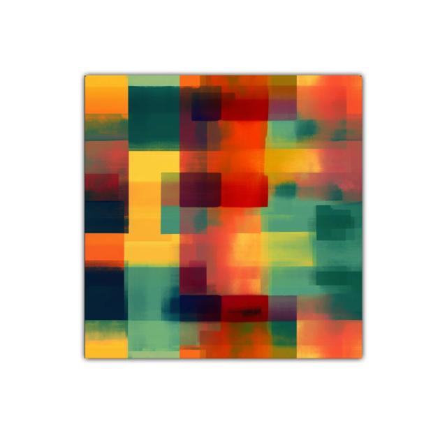 Cuadro abstracto de colores vibrantes y formas geométricas