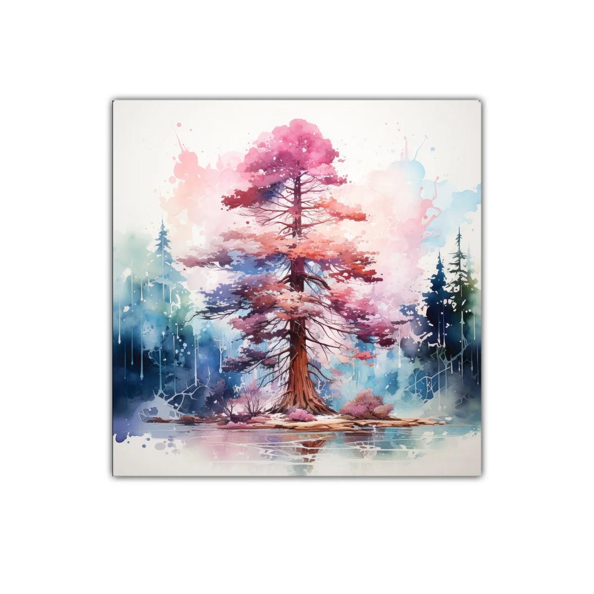 Árbol en tonos rosas y azules con reflejo en agua — imagen principal