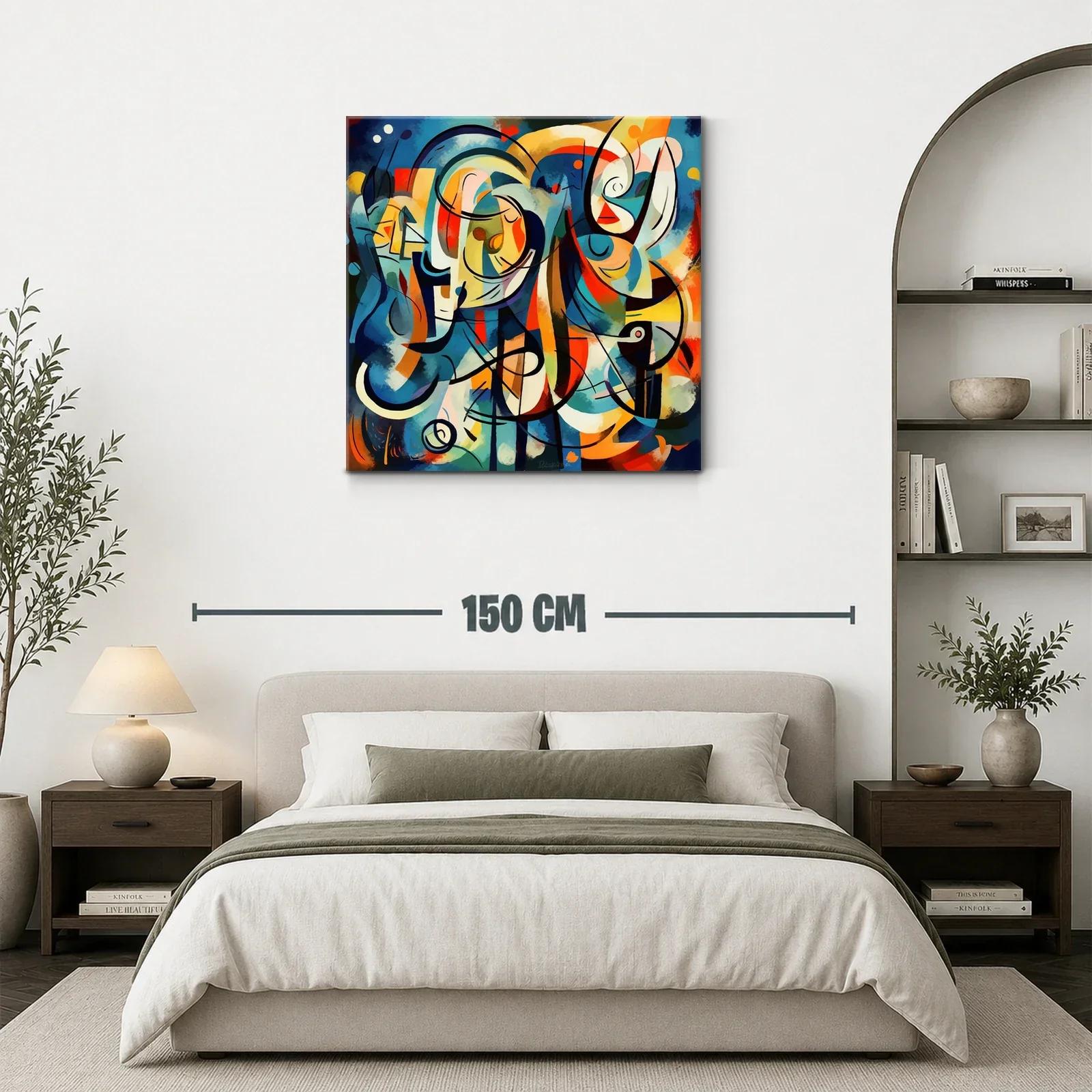 Cuadro abstracto con vibrantes formas y líneas dinámicas — miniatura 3