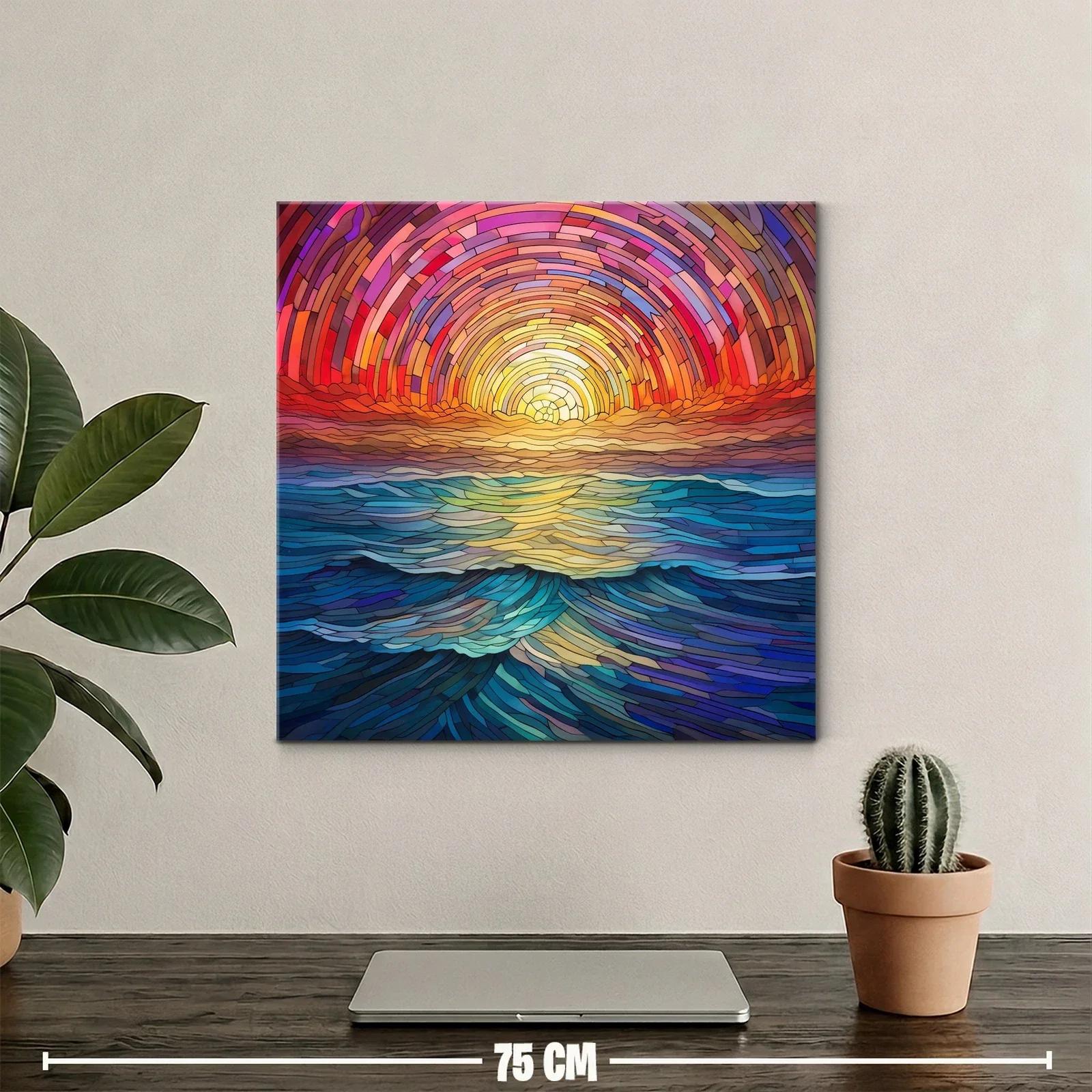 Atardecer vibrante sobre olas en tonos cálidos y azules — miniatura 2