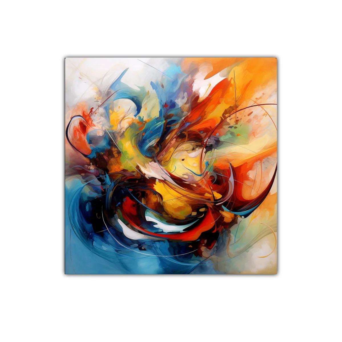 Cuadro abstracto con vibrante explosión de colores cálidos y fríos — imagen principal