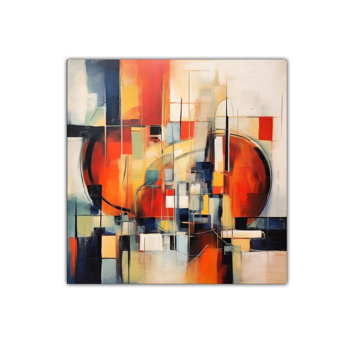 Arte abstracto con formas geométricas y colores cálidos