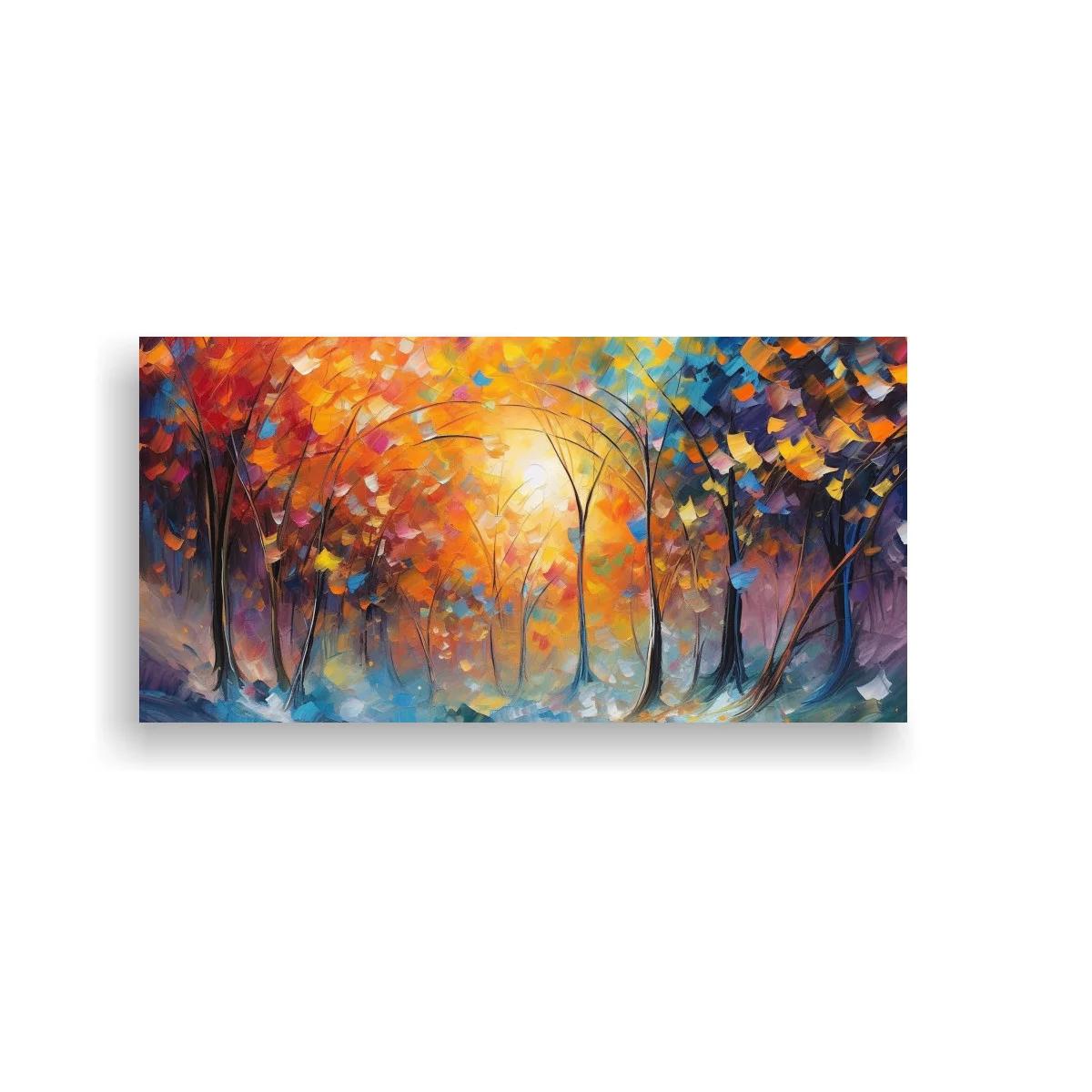 Cuadro bosque otoñal con luz entre los árboles