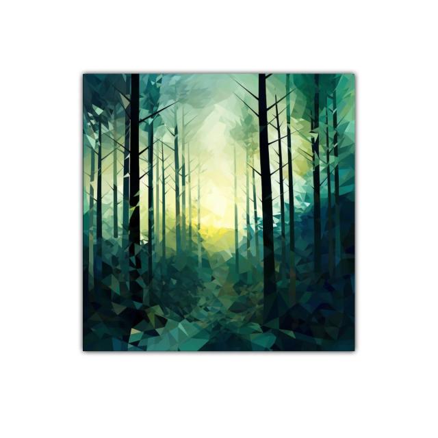 Bosque abstracto con tonos verdes y luz central