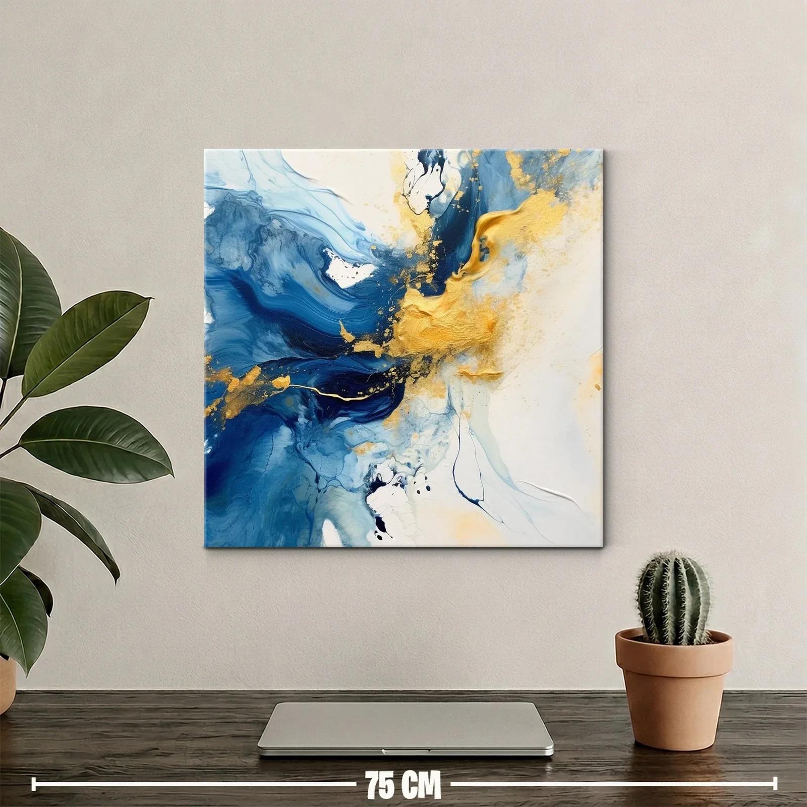Arte abstracto con tonos azul y dorado vibrante — miniatura 2