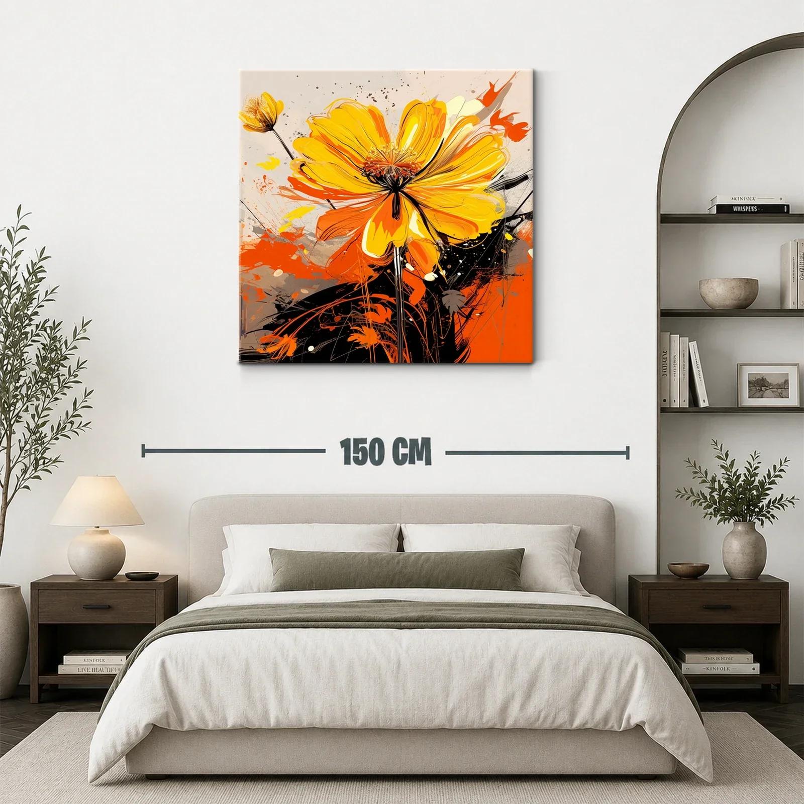 Cuadro vibrante con flor amarilla y naranja explosiva — miniatura 3