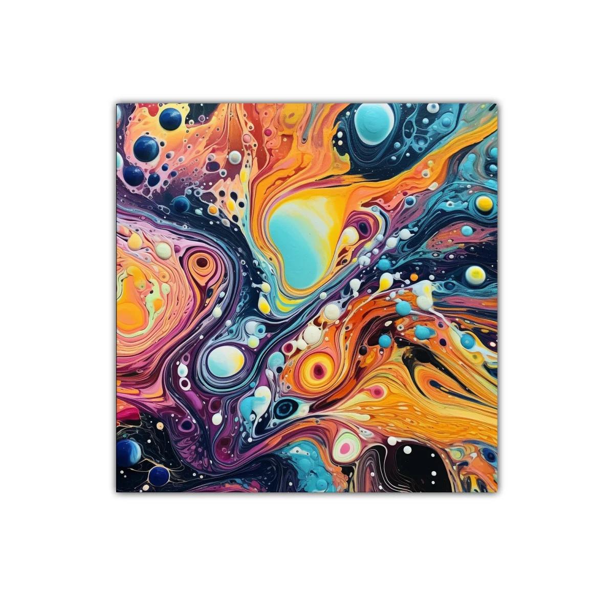 Cuadro abstracto con explosión de colores vibrantes y formas fluidas — miniatura 1