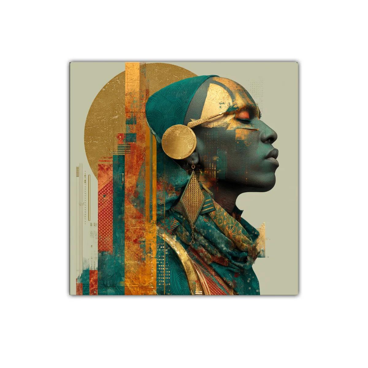 Retrato femenino con tonos dorados y verdes intensos — imagen principal