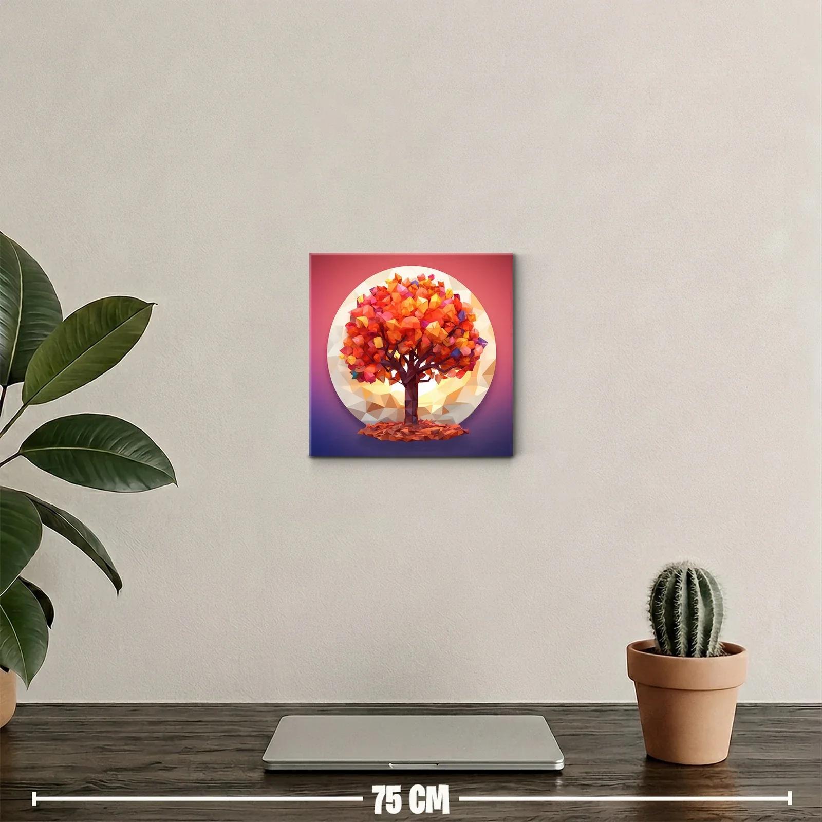 Árbol otoñal vibrante en entorno geométrico circular — miniatura 2