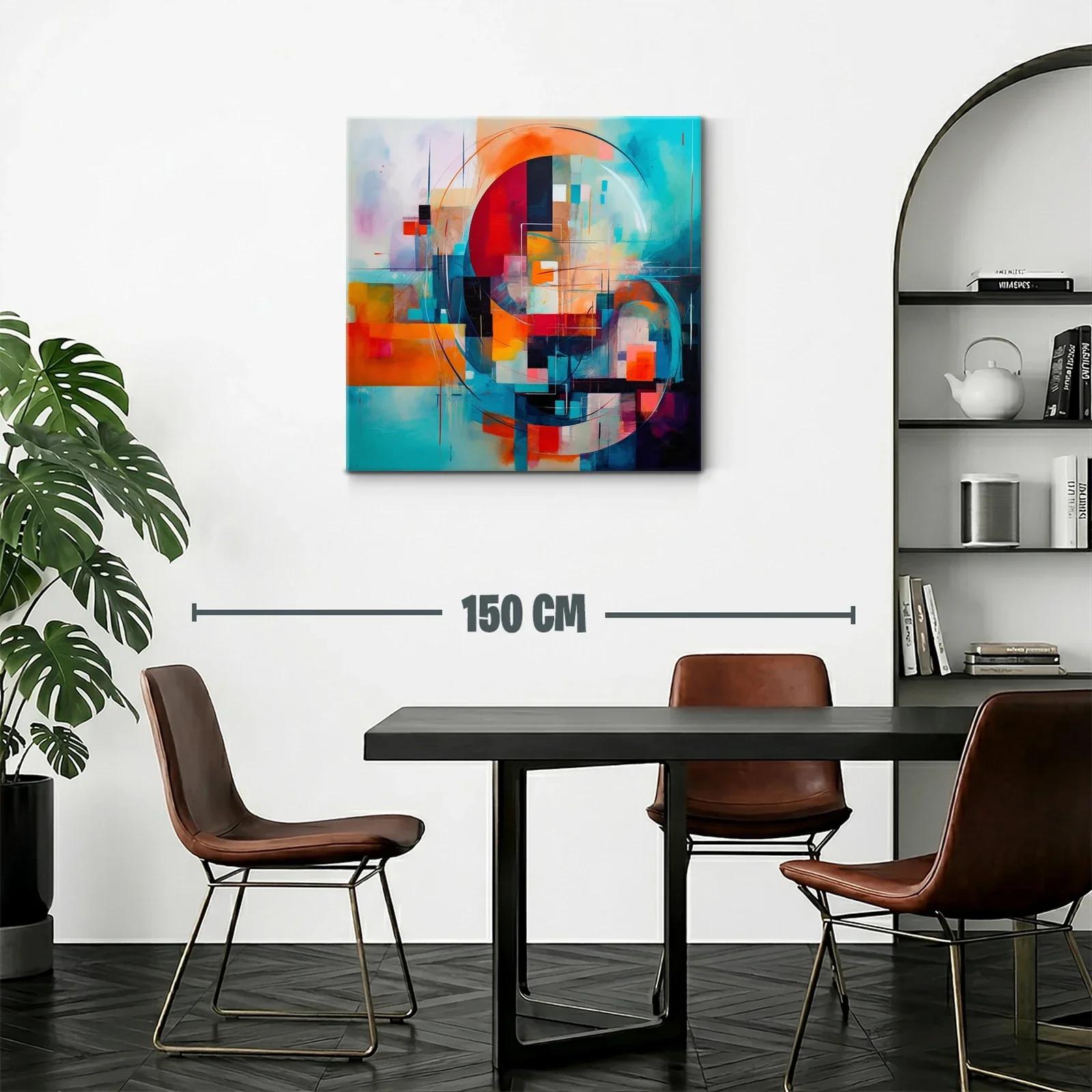 Cuadro abstracto con formas circulares en tonos vibrantes — miniatura 2