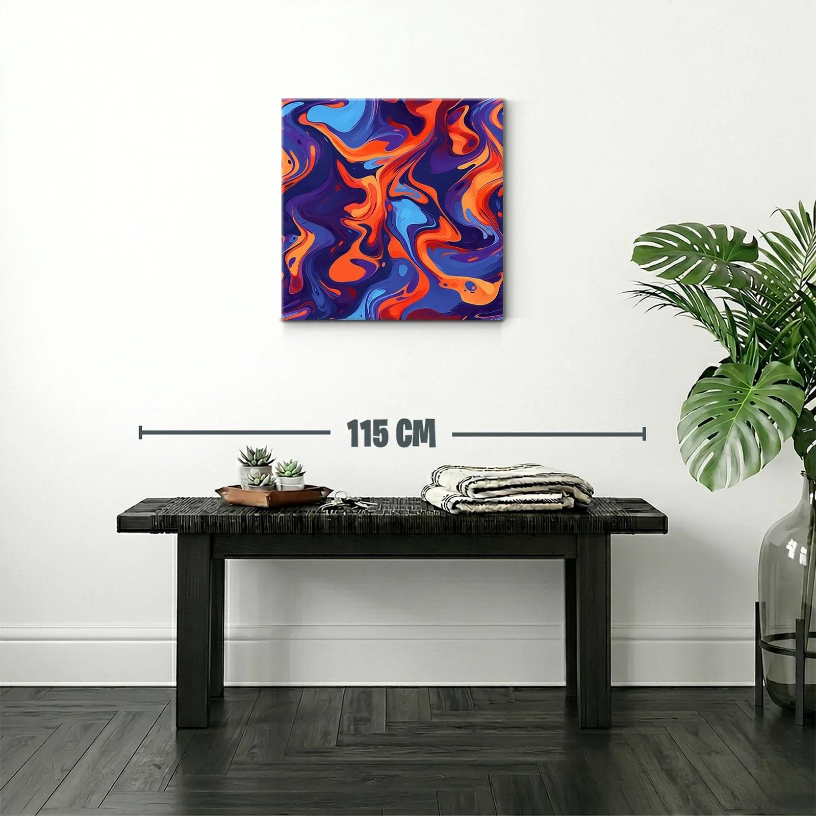 Cuadro abstracto en tonos vibrantes azul y naranja — miniatura 2