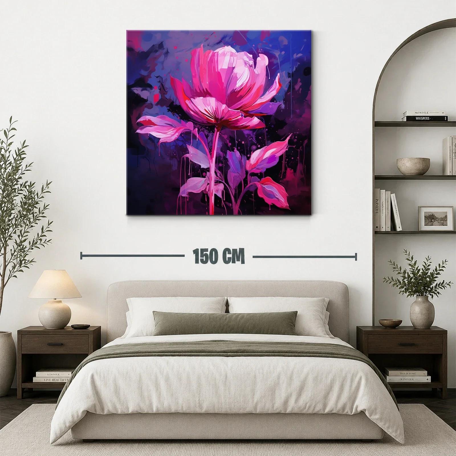 Flor vibrante en tonos rosa sobre fondo azul oscuro — miniatura 3