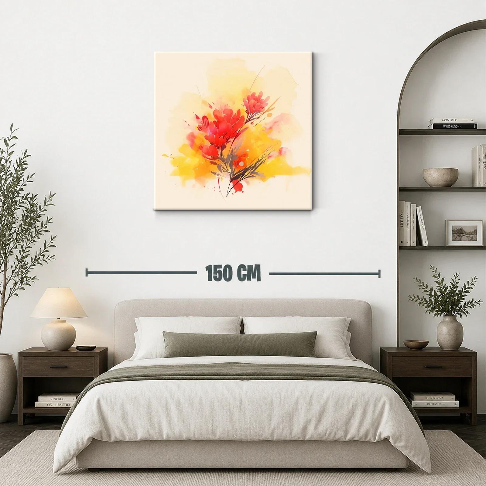 Cuadro floral vibrante con tonos cálidos y energía natural — miniatura 3