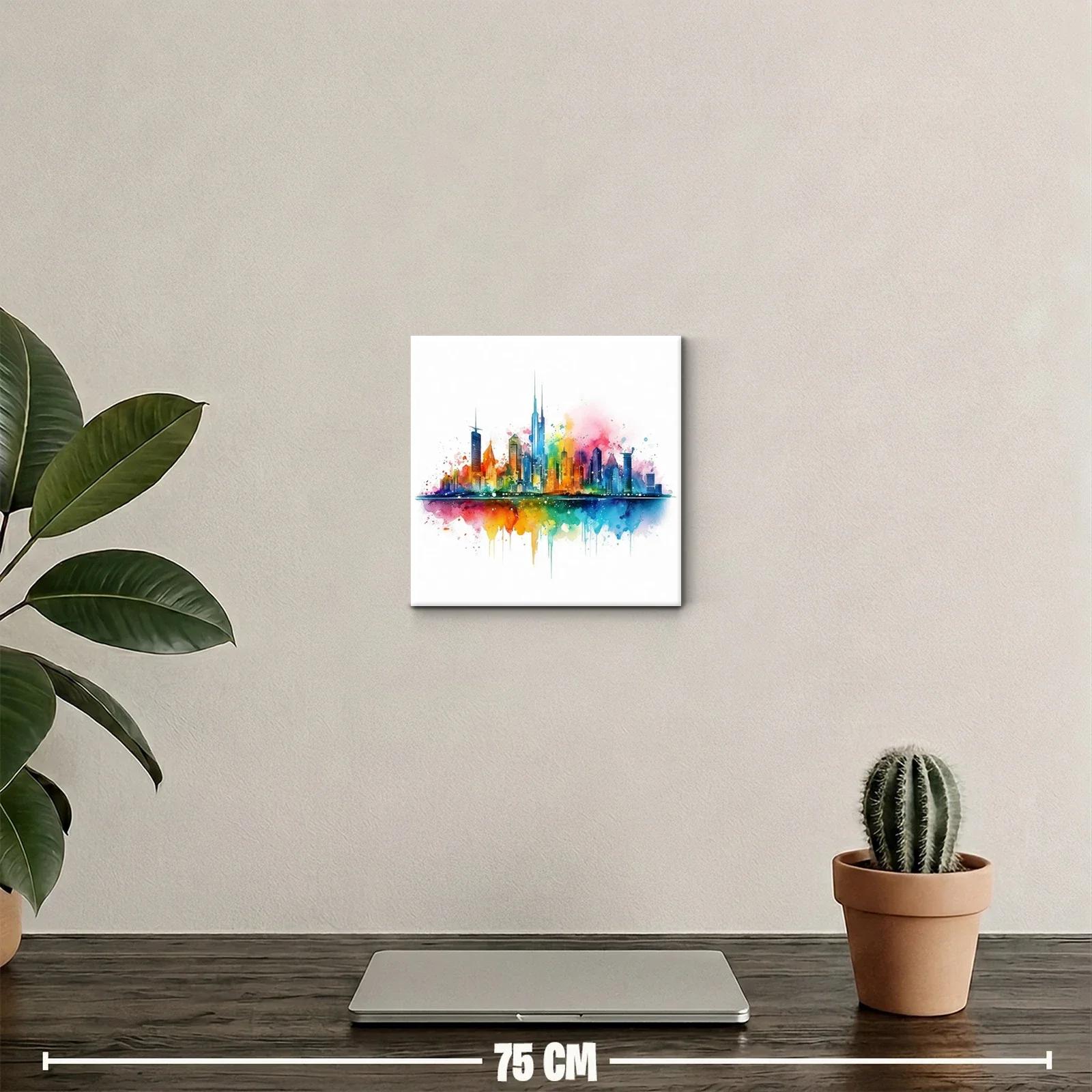 Colorido paisaje urbano con vibrante skyline multicolor — miniatura 2