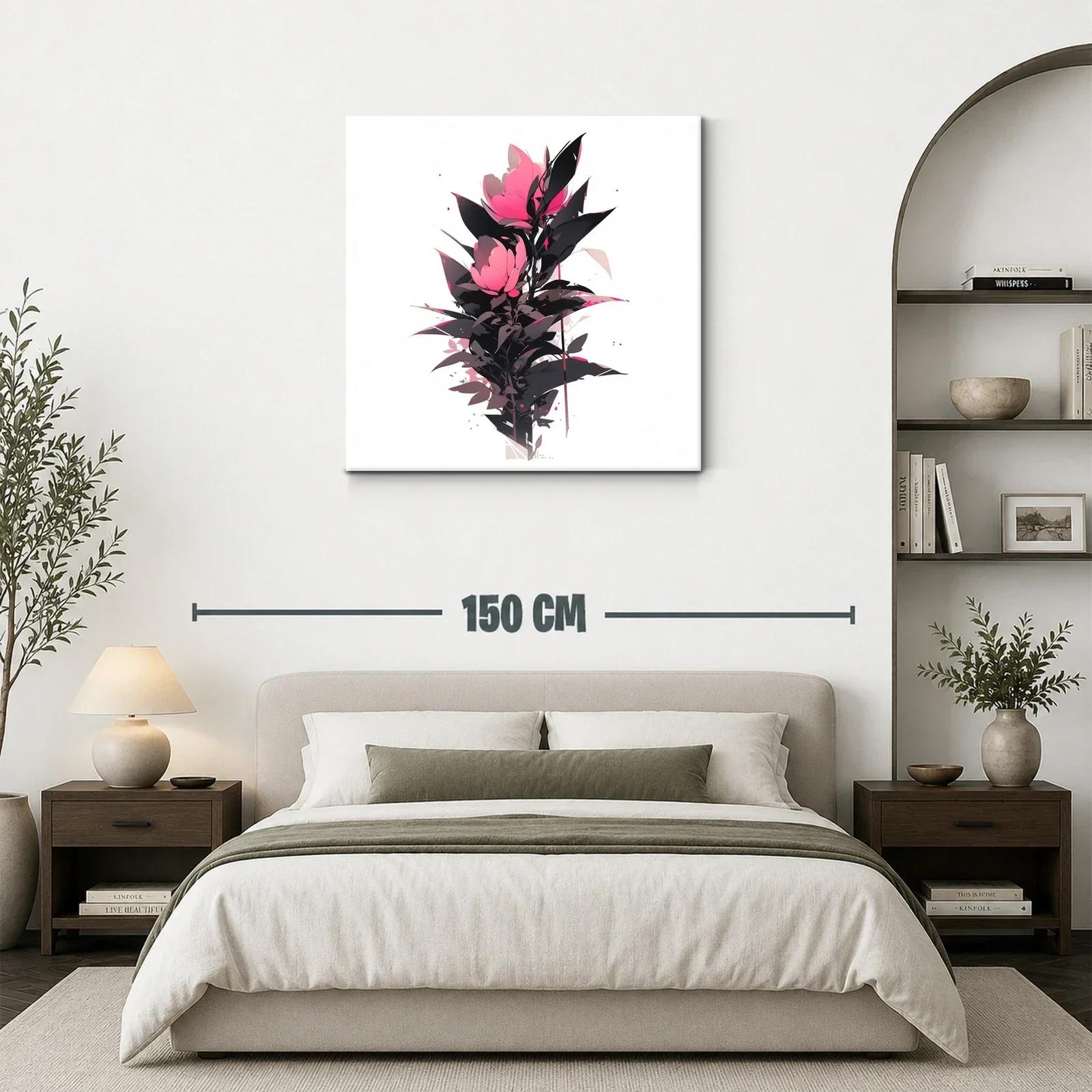 Cuadro floral con rosas en tonos fucsia y negro — miniatura 3