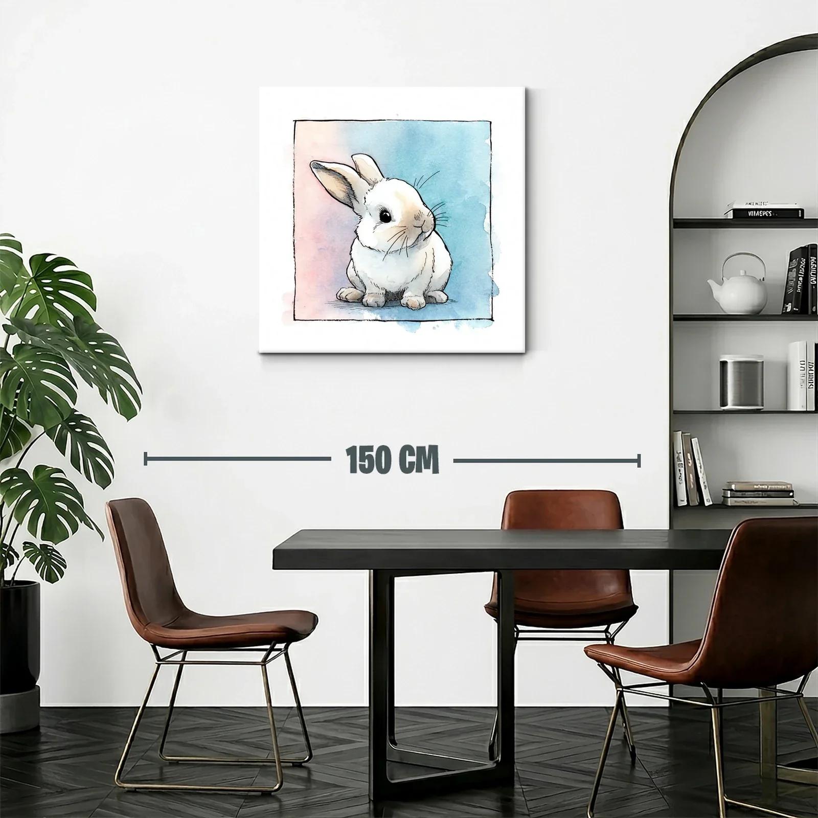 Dulce ilustración de conejo tierno en acuarela suave — miniatura 2