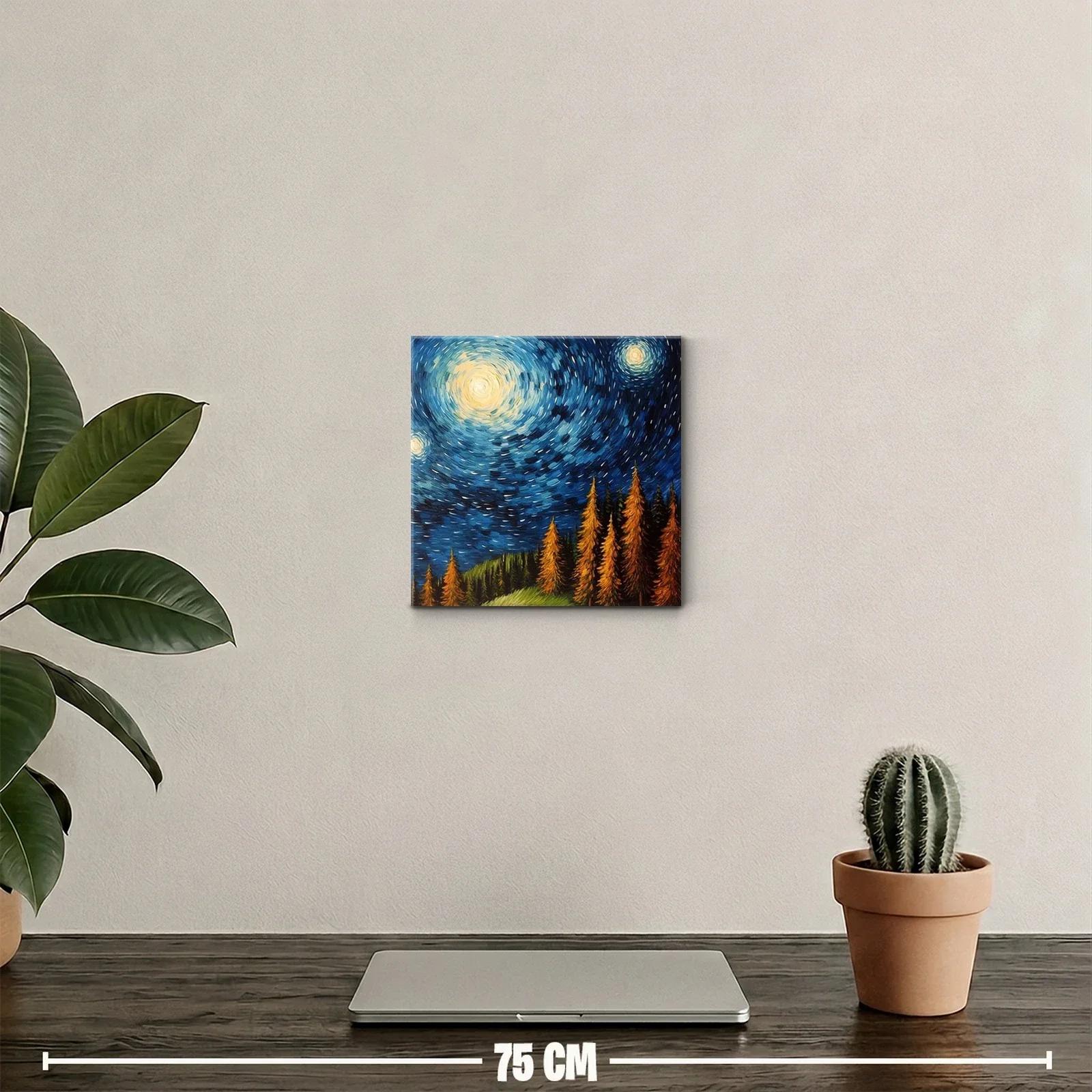 Cielo estrellado vibrante sobre bosque otoñal — miniatura 2