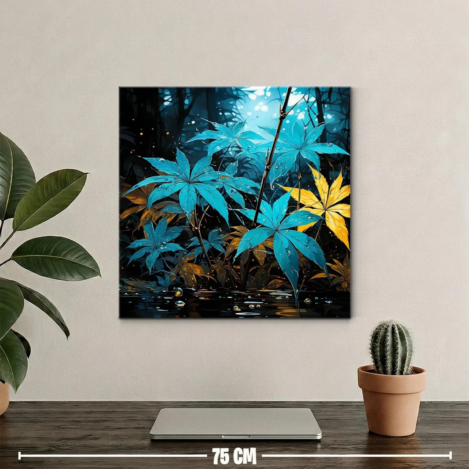 Hojas vibrantes entre luces y naturaleza azul y amarilla — miniatura 2