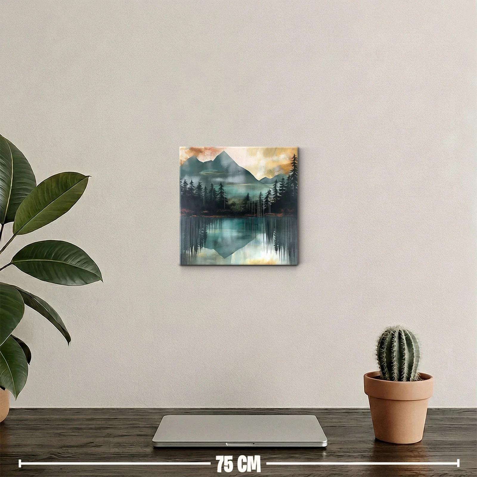 Paisaje sereno con lago reflejando montañas y árboles — miniatura 2