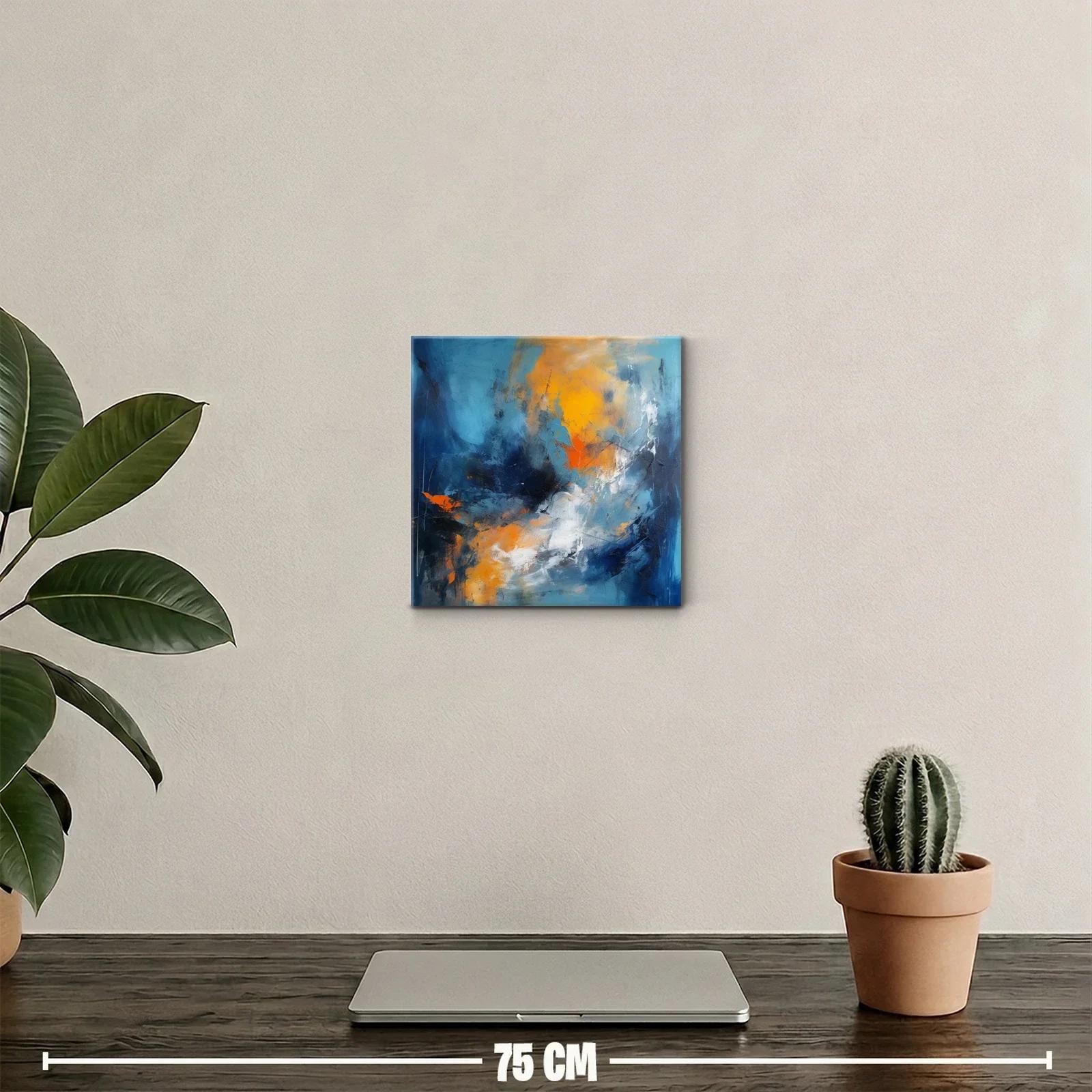 Cuadro abstracto con vibrantes tonos azules y naranjas — miniatura 2