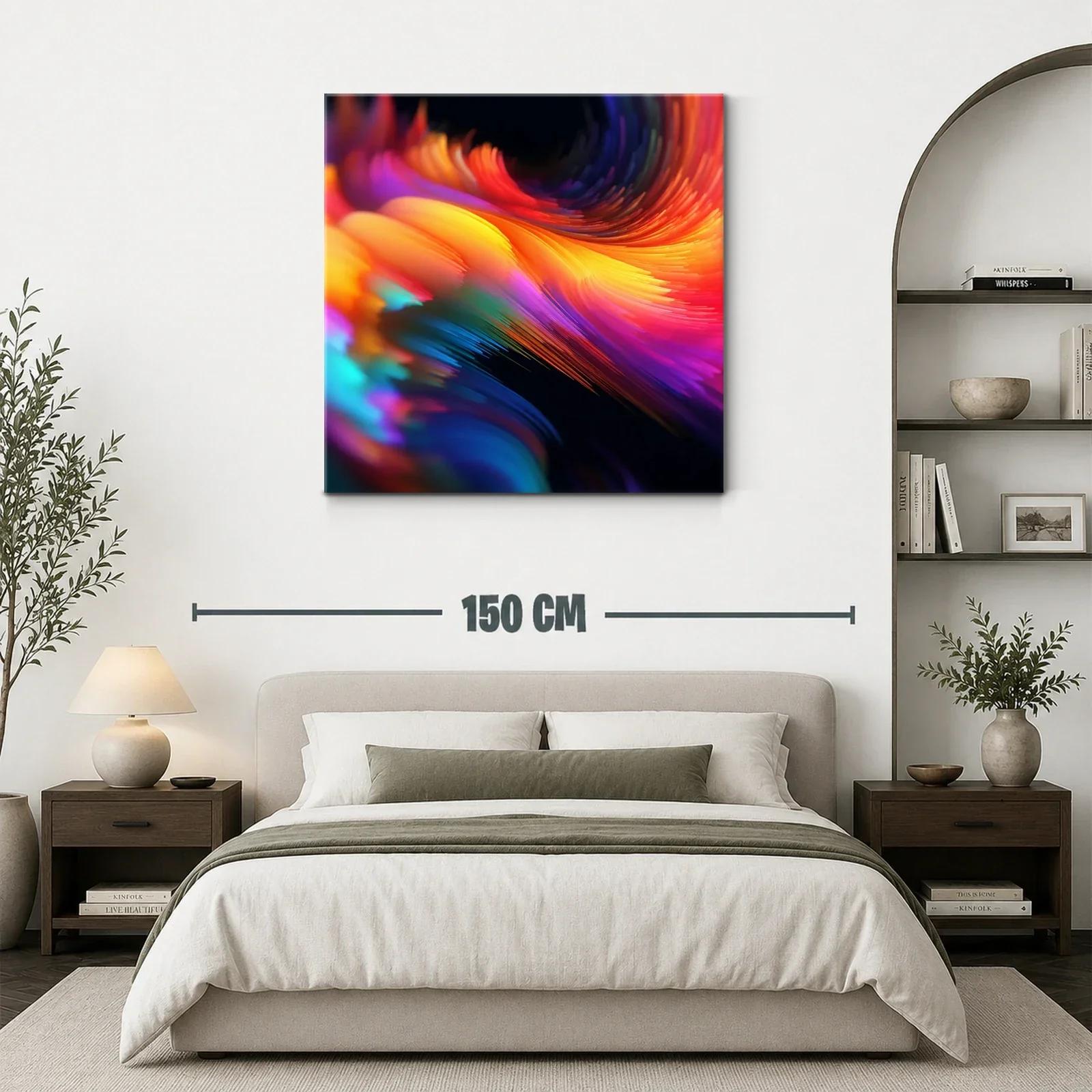 Cuadro abstracto en vibrantes tonos cálidos y fríos — miniatura 3