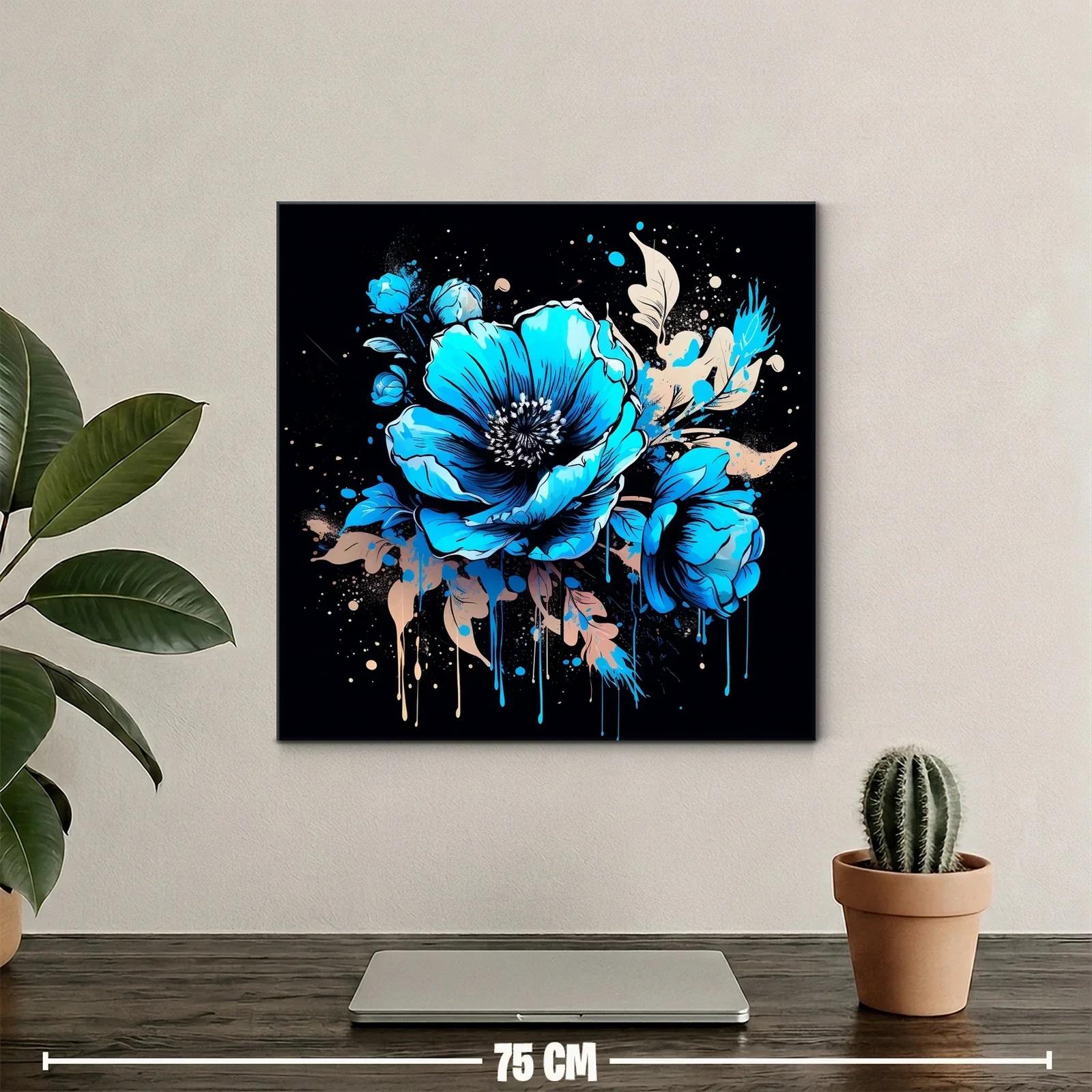 Flores vibrantes en tonos azules sobre fondo oscuro — miniatura 2
